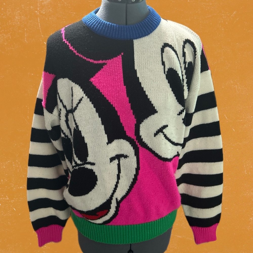 VTG Mickey Mouse 90s Knit Sweater Women’s Size Small | MISSING TAG | Preowned